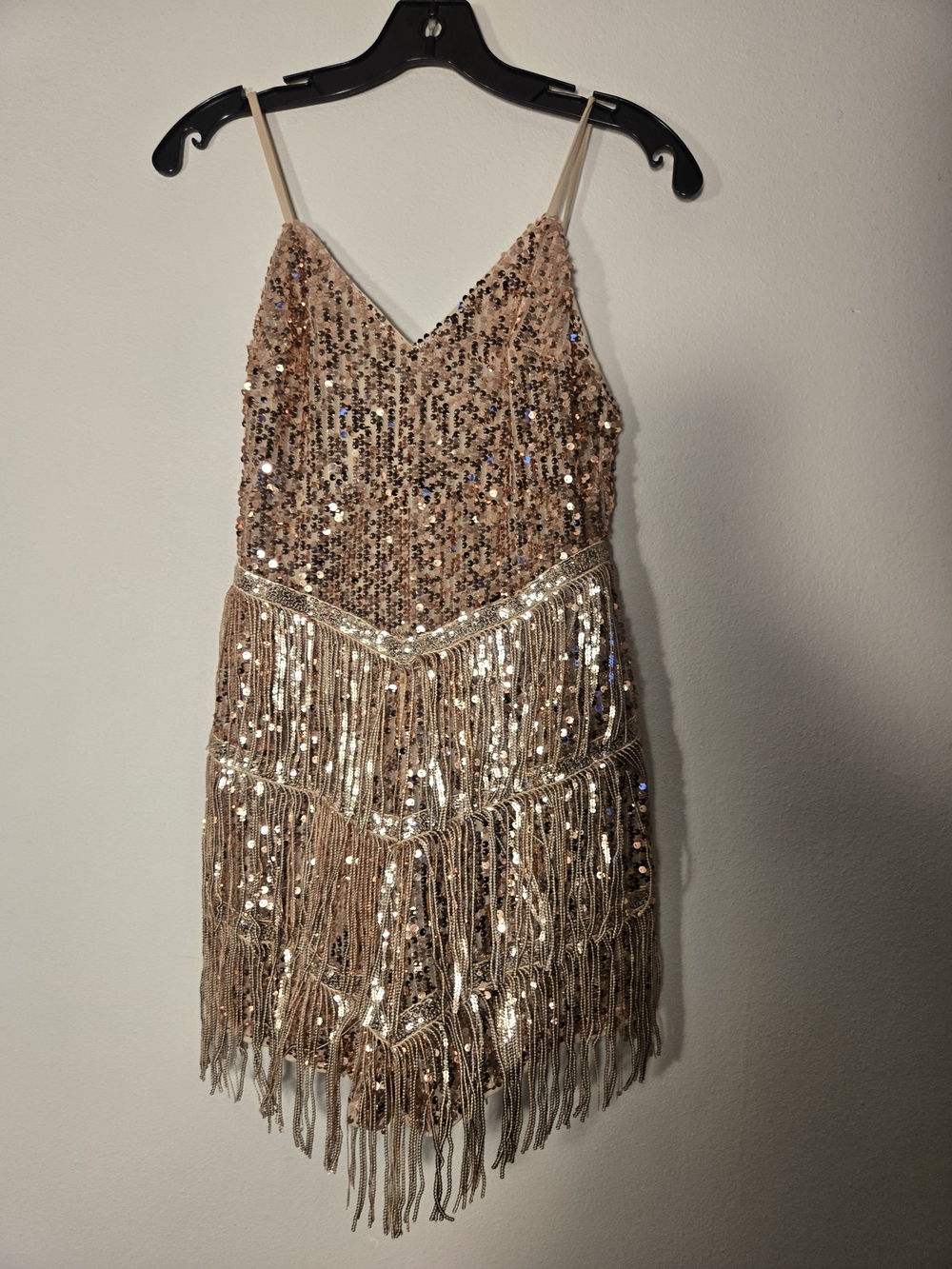 Sequin Fringe Dance Costume in Champagne
